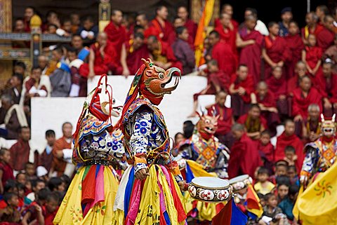 Buddhist festival (Tsechu), Trashi Chhoe Dzong, Thimphu, Bhutan